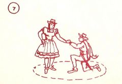 1. INVITACION: El hombre invita a la mujer a bailar.
2.OCHOS: Hacen una secuencia de movimientos en forma de ochos.
3. COQUETEO: El hombre le coquetea a la mujer.
4. ARRODILLADA: El hombre se arrodilla, mientras la mujer baila alrededor de el.
5. ...