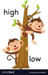 The words high and low refers to distance above the ground so we say that an airplane is flying 10000 feet high or that's and apple is on a low branch of a tree.