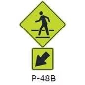 La siguiente señal (P-48-b) , indica: 
a) Ubicación de un cruce escolar. 
b) Proximidad a una calzada. 
c) Ubicación de un cruce peatonal. 
d) Ninguna de las alternativas es correcta.