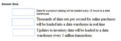 Match the types of workloads to the appropriate scenarios.