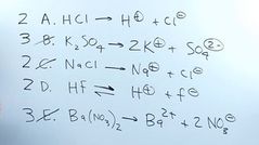 -electrical conductivity increase with the more ions a ionic (nm +m) molecule has
-if there is a tie, it comes down to solubility in water. the more soluble the higher the electroconductivity will be.
- A,C,D all have the same amount but HF is the...