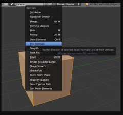 Invertir las normales de los polígonos en Blender