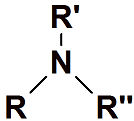 El átomo de nitrógeno está enlazado a tres grupos alquilo.