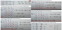 1)  Calcular determinante del sistema, |S|
2) Calcular determinante de X, |X|
3) Calcular determinante de Y, |Y|
4) Calcular determinante de Z, |Z|
5) Calcular Incógnitas :
X = |X|/|S|       Y = |Y|/|S|     Z = |Z|/|S|
