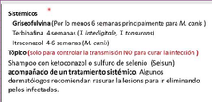 GRISEOFUVINA (ppal para M. canis)
TERBINAFINA (T. intedigitale, T. tonsurans)
ITRACOMASOL (M. canis)
tópico: ketoconazol