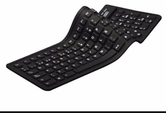 Teclado Flexible- Este teclado esta echo de silicona, el cual es portable debido a su elasticidad, pues se puede doblar desplegar conectar por USB y funcionar como un teclado normal.