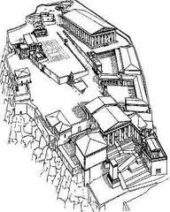 A les antigues polis gregues, ciutat  alta, fortificada, on s'aixecaven els temples.