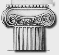 Element decoratiu en espiral característic del capitell jònic...  També, en llenguatge genèric, s’utilitza el terme com a sinònim de tot motiu
decoratiu curvilini.