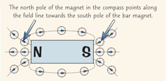 North pole of magnet in compass is attracted to south pole