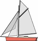 gaffed-rigged
  sailboats, or gaffers, have their mainsail supported by a spar (the gaff),
  which is hauled up mast by a separate halyard / often rigged with a topsail         