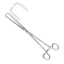 tijeras para cortar los hilos fijadores del orificio cervical externo.