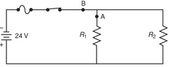 What will happen to the voltage applied to resistor R2 if the circuit opens at Point A?