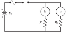 Which formula will not be required to calculate the total circuit power in the circuit using the indirect method?