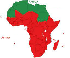 Qual pedaço é África Subsaariana e qual é África Setentrional ou Saariana?