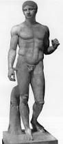 Sculpted in the 5th c. B.C. by Polykleitos, this statue is a paradigm of the Classical ideal male.