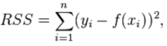 The sum of squared errors of prediction

f(x) - the predicted value
y - the actual value
