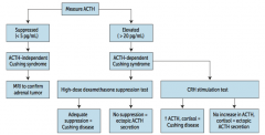 Ectopic ACTH secretion

- Ectopic secretion will not increase with CRH because pituitary ACTH is suppressed