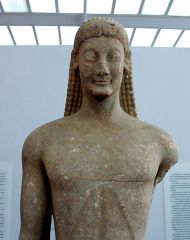 conventional closed lipped smile (used by Greeks in the Archaic Period)