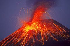 The extremely hot, melted rock that is blown through a crack in the Earth's surface when a volcano erupts.