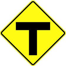 This sign means?

- Crossroad intersection ahead
- Intersection warning ahead, roadway ends, must turn right or left
- Dead end street, no exit