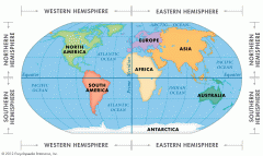 Half globe.  North, South, East, and West.