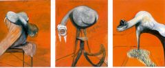 Francis Bacon, Three Studies for Figure at the Base of a Crucifixion, 1944, oil and pastel on fiber board, triptych.