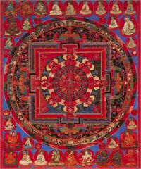 Mandala of Samvara, c 16th c Tibet, water-based pigments on cotton cloth, Buddhist.