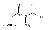 36. What are the R/S designations of the two stereocenters of L-threonine?
a. 2R,3R
b. 2R,3S
c. 2S,3R
d. 2S,3S
