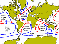 Match the letters on the map to the corresponding ocean current.