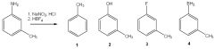 What is the major organic product obtained from the following reaction?
a. 1
b. 2
c. 3
d. 4