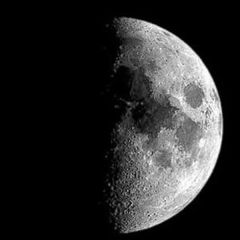 During this phase of the Moon fifty percent of it is illuminated and visible from the Earth.  On right side