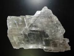-Non-Silicate-Inconspicuous Streak  
-Transparent to white crystals
-Perfect cleavage in one direction
-Crystal forms vary considerably, and are commonly platy, bladed or prismatic
-H=2, G=2.3