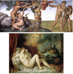 Michelangelo, Temptation and Expulsion from the Garden of Eden & Titian, Danae, c.1552-1553