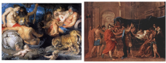 Rubens, Allegory of Four Corners of the World, c.  1615 & Poussin, Death of Germanicus, 1627