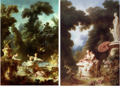 Fragonard, The Progress of Love: The Pursuit, 1771-1773
& Fragonard, The Progress of Love: Love Letters, 1771-1773