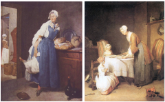 Chardin, The Return from Market, 1739 + Chardin, Saying Grace, 1740