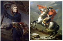 Gros, General Bonaparte at the Bridge of Arcole, 1796-97 + David, Napoleon Crossing the Saint Bernard Pass, 1800
