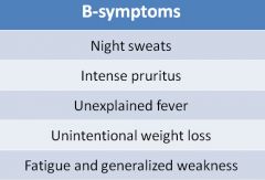 B symptoms (staging) of lymphoma