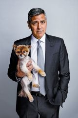 GC George Clooney holding a puppy