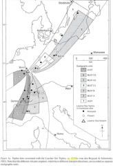 Unterschiedliche Ausbreitung der Laacher See Asche je nach Windrichtung (von der Höhe abhängig)
