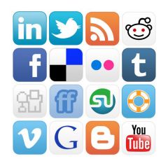 An image that represents an action on the computer. Social media icons include the twitter, reddit, email, print, etc, icons.