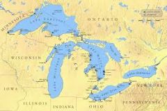 Five lakes that are shared by the U.S and Canada except for Lake Michigan.