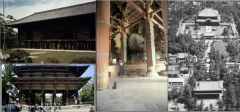 Nara, Todaiji. Daibutsen (Great Buddha Hall, 730 on) and gate (after 1180).*