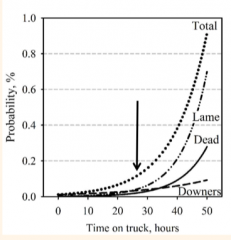 longer time spent on truck results in more lame, dead, and downer cattle