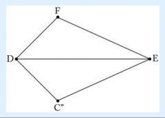 In order to move B' to E without moving D, rotate triangle DB'C' about point D by angle B'DE, creating triangle DEC"