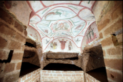 Formal Analysis: Catacomb of Priscilla: Greek Chapel, Rome, Italy / Late Antique Europe, 200-400 CE, plaster, brick, and paint, #48
 
Content:
-cubiculum 
-for Priscila's family members 
-new and old testament scenes