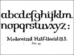 - A majuscule script (written entirely in capital letters) 
- Commonly used from the 3rd to 8th centuries AD by Latin and Greek scribes. 
- Written in either Greek, Latin, or Gothic.