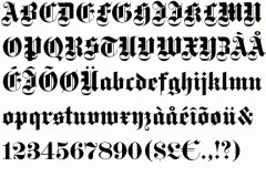- AKA: Blackletter, Gothic script, Gothic minuscule
-  A script used throughout Western Europe from approximately 1150 to well into the 17th century
