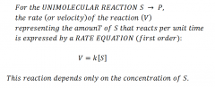 - The rate of any reaction is determined by the concentration of the reactant (s) and by a RATE CONSTANT, k.