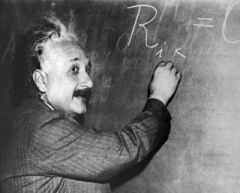 Albert Einstein

Writing on chalkboard
